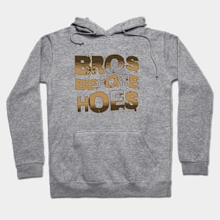 Brotherhood Unleashed: Light Brown 'Bros before Hoes' Fist Bump Tee Hoodie